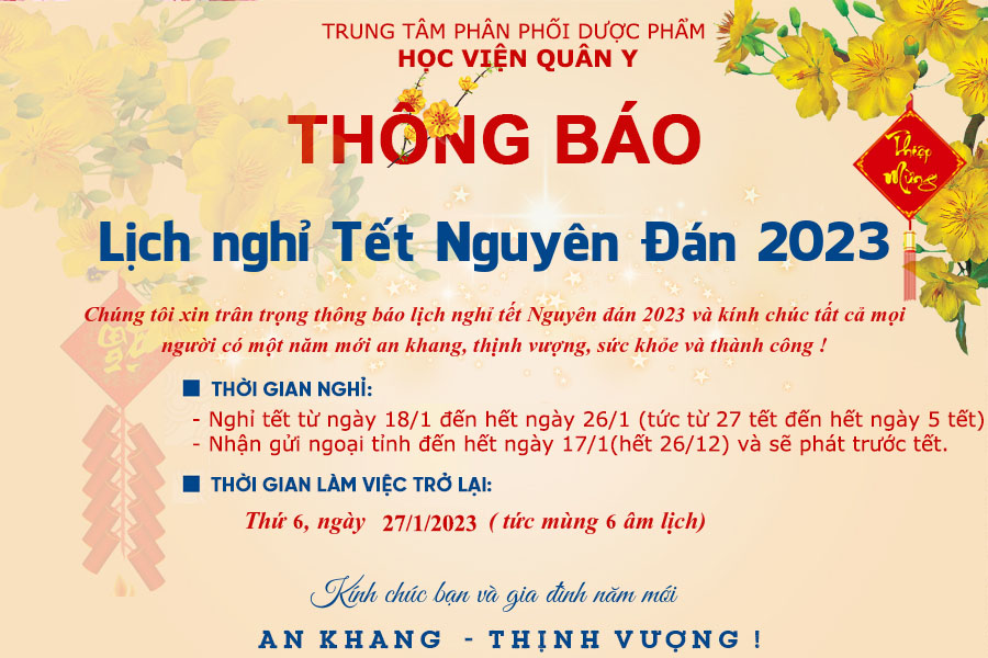 Thông báo lịch nghỉ tết Nguyên Đán Quý Mão 2023